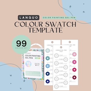 Languo Color Painting Gel Pen 99pcs Swatch Template FLOWERS | Instant Download (PDF & PNG) | Printable Colour Chart | Instant Download