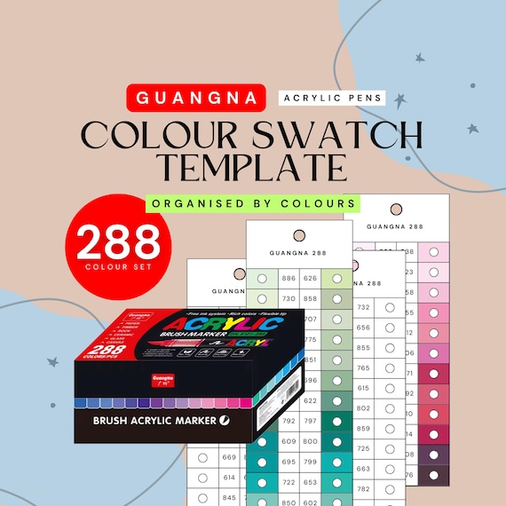 GuangNa 288ピース アクリルペイントマーカー カラー整理見本