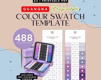 GuangNa 488 Acrylic Marker Swatch Template | Organized Colour Chart (Digital PDF)