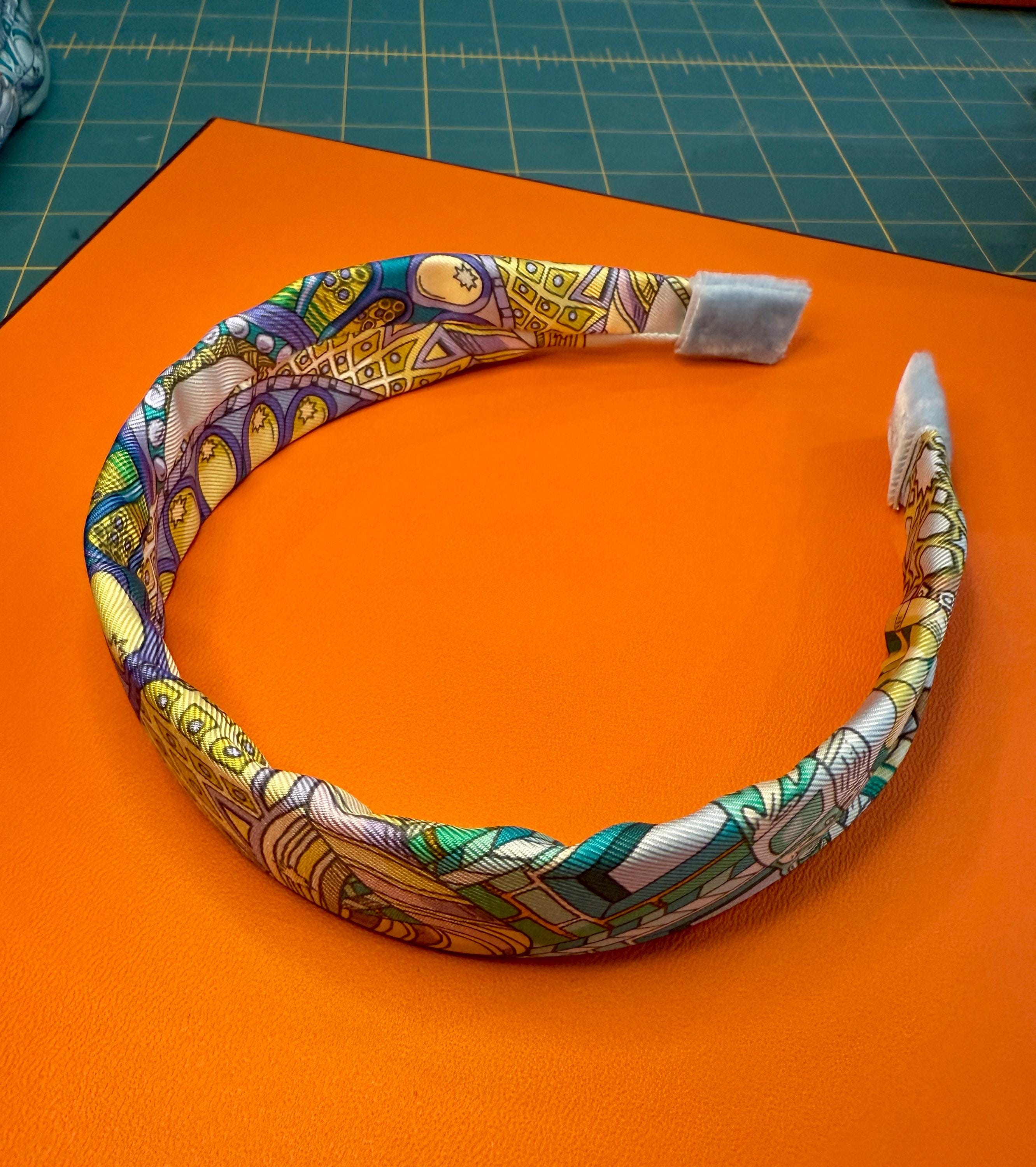 NEW, Authentic Hermes Ribbon, Unbranded handmade Headband Hermès Scarf Headbands – Manastash Mercantile main image 4