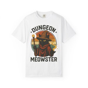 Dungeon Meowster T-Shirt: Wizard Cat Graphic, Garment-Dyed Cotton image 2