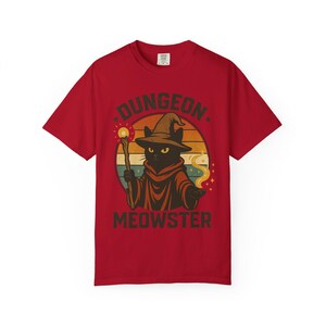 Dungeon Meowster T-Shirt: Wizard Cat Graphic, Garment-Dyed Cotton image 7