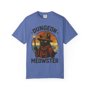 Dungeon Meowster T-Shirt: Wizard Cat Graphic, Garment-Dyed Cotton image 3