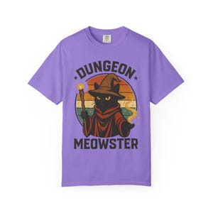 Dungeon Meowster T-Shirt: Wizard Cat Graphic, Garment-Dyed Cotton image 6