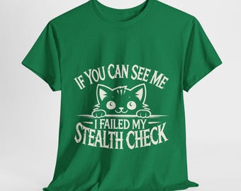 T-shirt chat furtif à carreaux