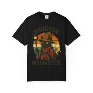 Dungeon Meowster T-Shirt: Wizard Cat Graphic, Garment-Dyed Cotton image 5