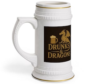 Chope à bière Drinks and Dragons : cadeau pour gamer fantastique