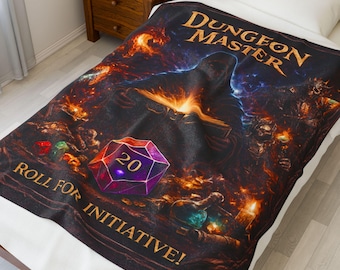 Oeuvre d'art de Dungeon Master en velours côtelé | Jet de D20 pour Initiative fantasy