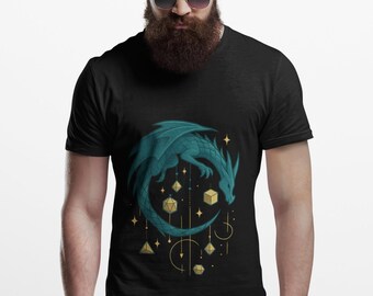 T-shirt en coton avec dragon mystique : chemise Fantasy Lovers