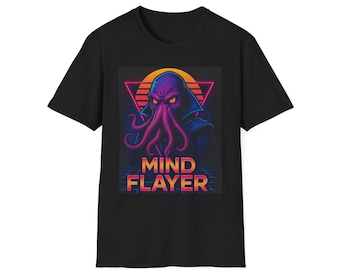 T-shirt souple unisexe Mind Flayer, t-shirt artistique rétro