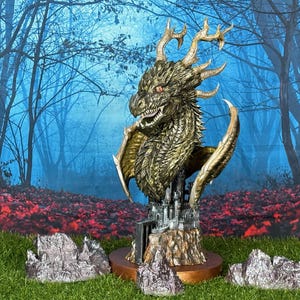 Ferocious Dragon Bust with Wings – Hand-Painted 3D Print