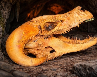 Handcrafted Dragon Skull Replica | Fantasy Dragon Decor | Medieval & Gothic Display Piece