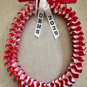 Personalized Plumeria Ribbon Lei: Custom 2 colors -  Graduation, Promotion