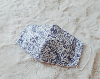 Máscara facial, máscara facial azul de triple capa con bolsillo de filtro, lavable para usos múltiples, tamaño de máscara facial XXL, XL, L