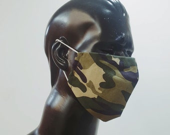 Máscara facial XXL XL L, máscara facial de camuflaje de triple capa con bolsillo de filtro, lavable para multiuso, máscara facial camoflauge