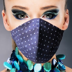 Easy to breath and soft face mask, dark blue galaxy face mask with filter pocket, adjustable ear loop face mask, washable muslin cotton