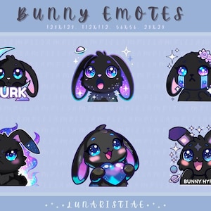 Celestial Bunny Emote Pack (6) | Twitch, Discord, Youtube | Cute Chibi Bunny Emotes for Streamers & Bunny Lovers