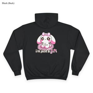 I'm Just a Girl, Cute Bunny Hoodie, Cozy Cartoon Sweatshirt, Ideal Gift for Girls, Perfect for Casual Outfits, Birthdays, Everyday Wear