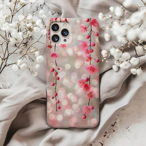 Pink Blossom Bokeh iPhone 16 case, Cherry Blossom iPhone case, Sakura Tough Magnetic iPhone 15 case, Pretty Floral iPhone 14 case