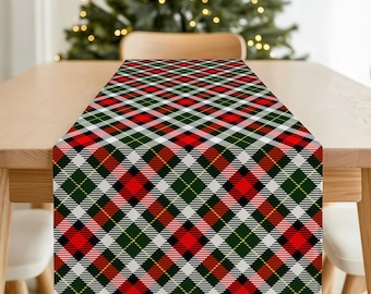 Christmas Plaid Table Runner, Tartan Holiday Linens