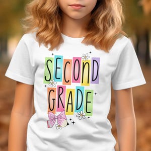 Second Grade T-Shirt for Girls, Cute Back To School Shirt, Girly 2nd Grade Shirt, Coquette Bow 2nd Grade Tee, Kids Second Grade Shirts