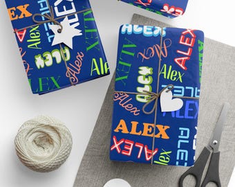 Inpakpapier met aangepaste naam: cadeaupapier in retrostijl