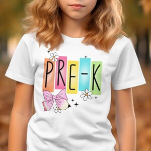 Pre-K T-Shirt for Girls, Cute Back To School Tee, Kindergarten Shirt, Coquette Girl School Shirt, Elementary School Tee, 1st Day PreK shirt