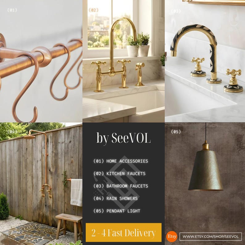 Polished Brass Bathroom Faucet: 3-Hole Deck Mount Vanity Sink image 8