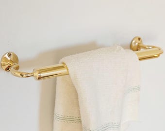 Unlackierte massive Messing Handtuchhalter, handgefertigte Badezimmer Bar