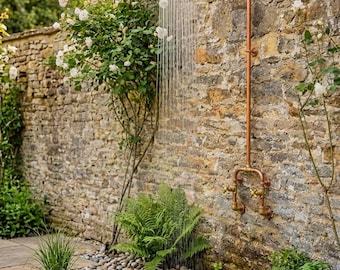 Outdoor Shower Wandhalterung Wasserhahn - Massives Kupfer & Messing mit natürlicher Patina