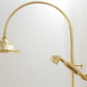 Unlacquered Brass Shower System, Head with Handheld, Rain shower Head, Indoor and outdoor Solid Brass Shower, Brass Shower Faucet