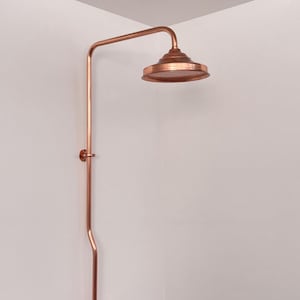 Unlacquered Solid Copper Shower for Outdoor Use - Perfect for Garden or Poolside, Stunning Copper Showerhead