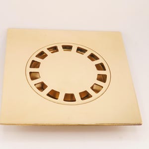 Unlacquered Brass Square Floor Drain, Solid Brass Floor Drain, Shower Floor Drain, Floor Drain