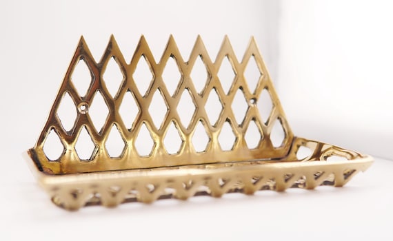 Unlacquered Brass Wall Shelf, Bathroom Brass Towel Holder, Basket Design