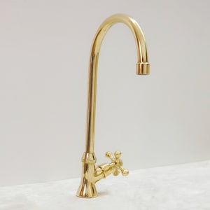 Unlacquered Brass Water Dispenser Kitchen Faucet, Cold Water Single Hole, Brass Gooseneck Kitchen Faucet , Brass Cold Water Faucet