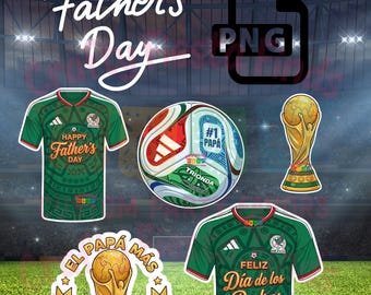 Vaderdag WK voetbal vader PNG-bundel | Mexicaanse Dad Fiesta Designs (directe download)