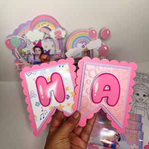 Ms. Rachel Inspired Birthday Banner – Happy Birthday Sign for Toddler Girl – Pink & Pastel Rainbow Them - Blue Rainbow Theme