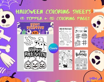 Stickervellen kleurplaten Halloween: feestartikelen, klascadeaus (5 pagina's)