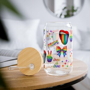 Pride Sipper Glass: 16oz LGBTQ+ Drinkware with Optional Lid