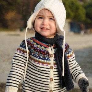 Marinière Striped Cardigan with Fair isle Yoke image 1