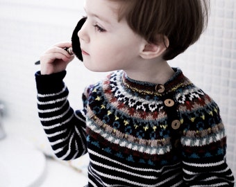 Navy Striped Sweater with Fair isle Yoke