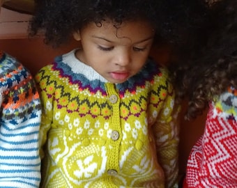 Modern Fair isle Cardigan-Girls Handknitted Cardigan