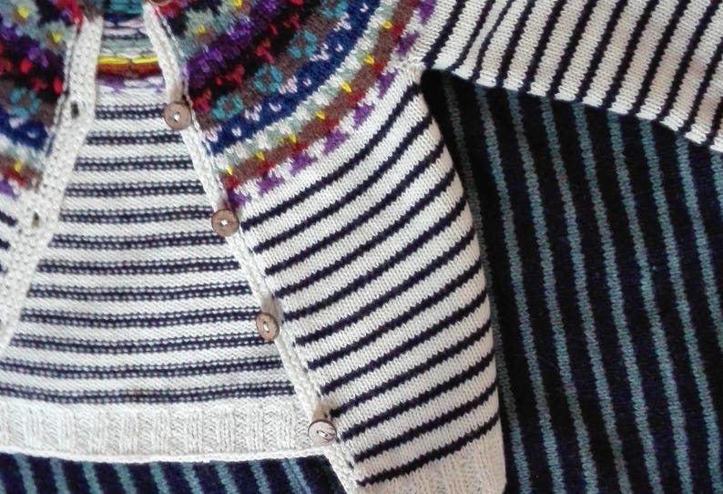 Marinière Striped Cardigan with Fair isle Yoke image 2