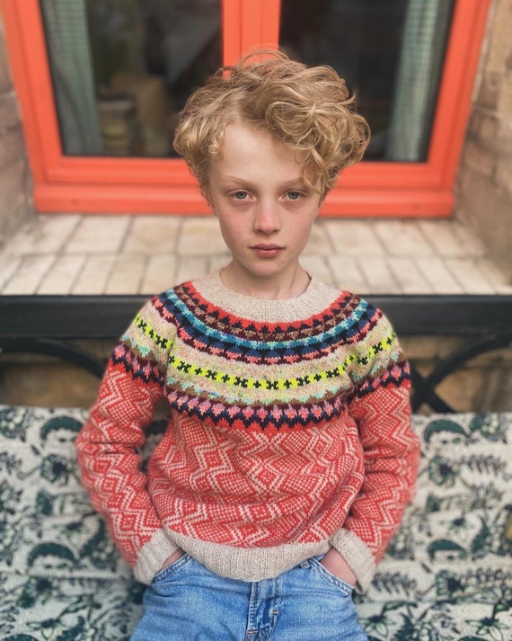 Modern Fair Isle Sweater handknitted Sweater for Boys Etsy Australia