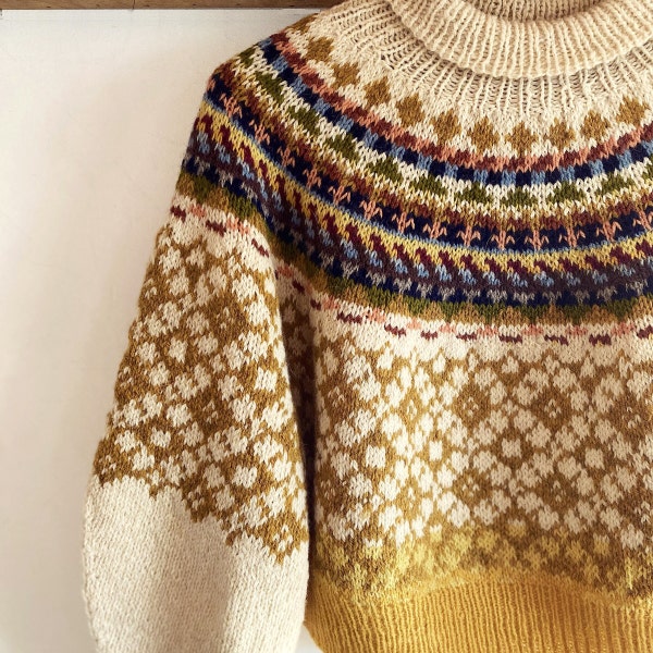 Modern Fair Isle Sweater Knitting Pattern for Women