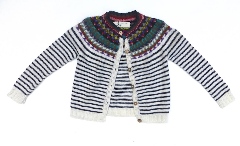 Marinière Striped Cardigan with Fair isle Yoke image 4