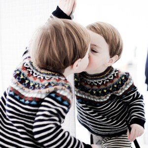 Navy Striped Sweater with Fair isle Yoke image 5