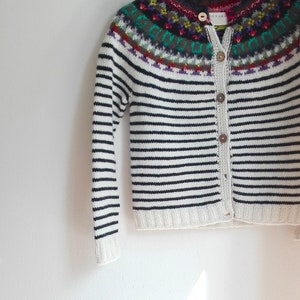 Marinière Striped Cardigan with Fair isle Yoke image 3