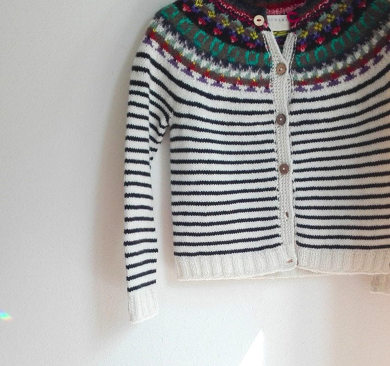 Marinière Striped Cardigan with Fair isle Yoke image 3