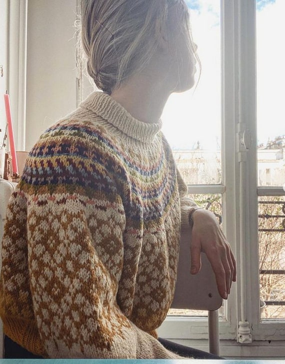 Modern Fair Isle Sweater Knitting Pattern for Women - Etsy Modern Fair Isle Sweater Knitting Pattern for Women - Etsy